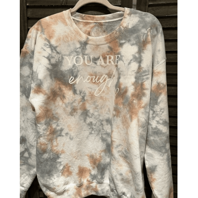 Tan and white store tie dye sweatshirt