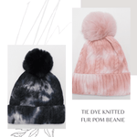 Tie Dye Knitted Faux Fur Pom Beanie