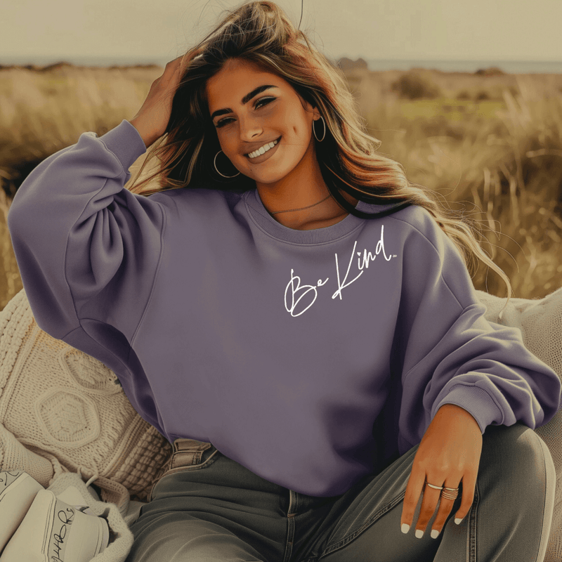 Be Kind Slant Graphic Inspirational Sweatshirt