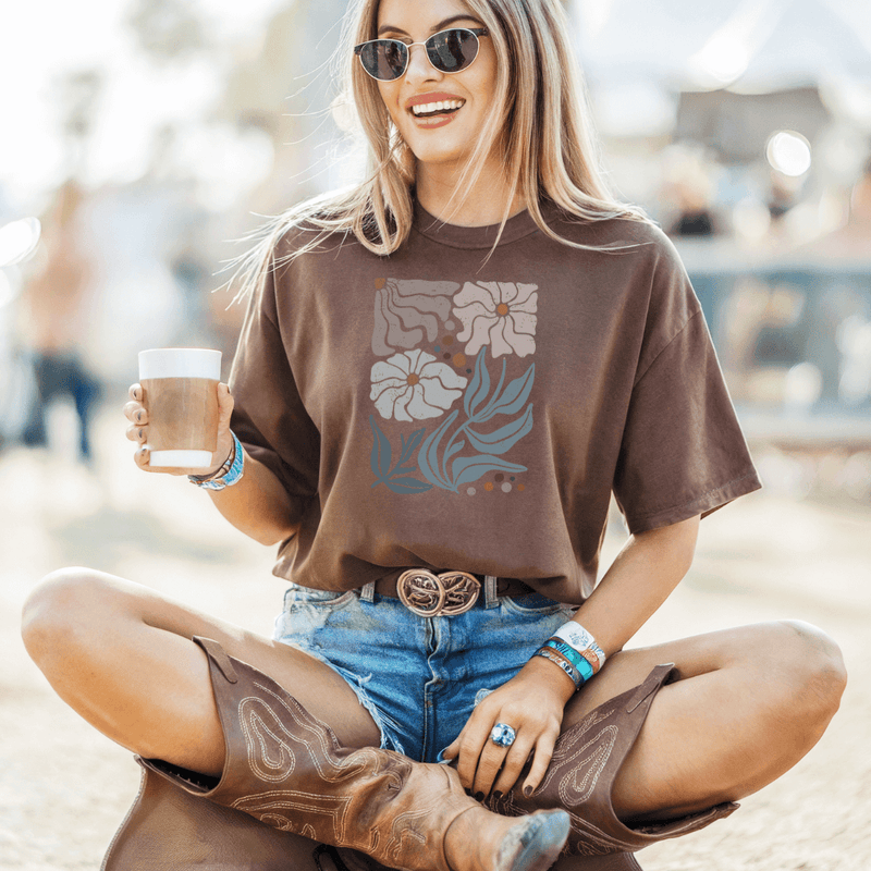 Boho Floral Positivity Short Sleeve Inspirational Tee