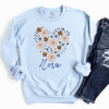 Loving Heart: Light Blue Floral Inspirational Sweatshirt