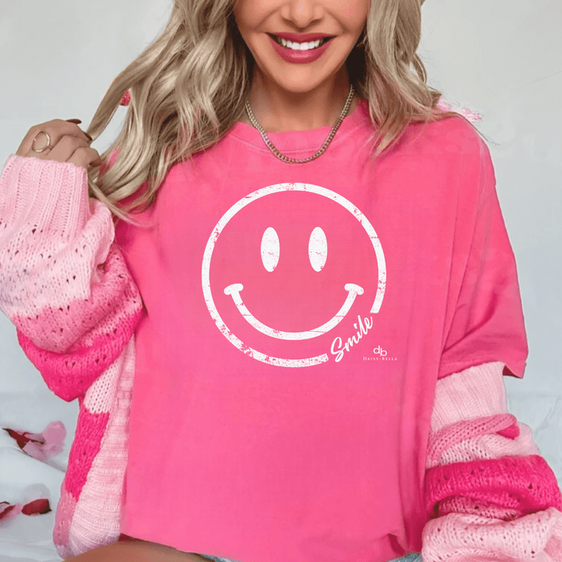 Vintage Smiley Face - Inspirational T Shirt (Garment Dyed)