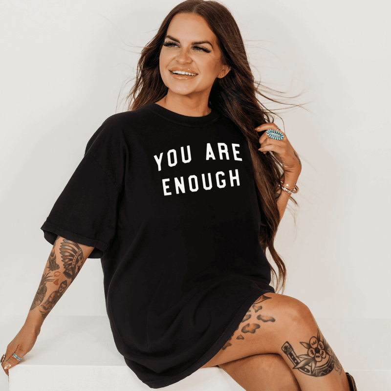 You Are Enough Motivational Black Short Sleeve Shirt (Unisex)