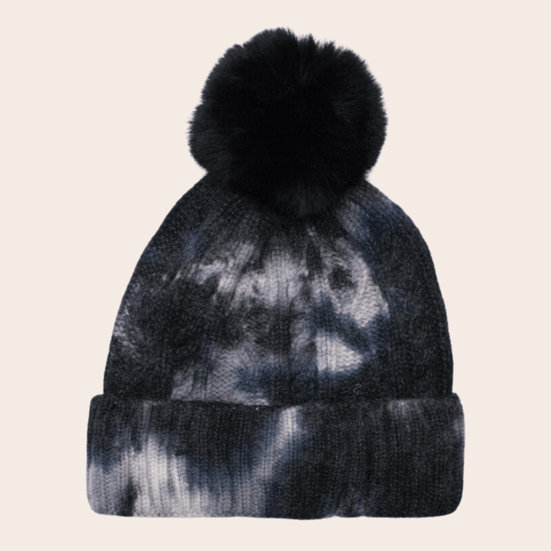 Tie Dye Knitted Faux Fur Pom Beanie