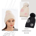 Daisy Embroidery Beanie Hat