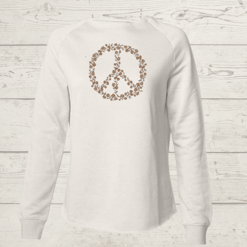 Floral Peace Sign Scoop Neck Inspirational Sweatshirt