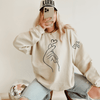 <img src="love-sand-sweatshirt-model.jpg" alt="Model wearing Love Sand Inspirational Sweatshirt paired with a Karma Baseball Cap, showcasing a casual and uplifting style.">