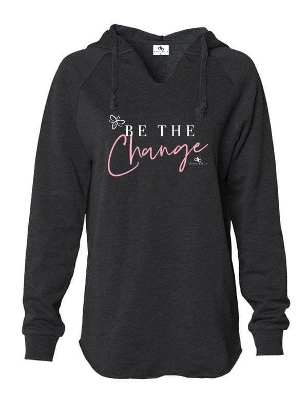 Inspirational Premium Hoodie in Black color with Be the Change screen