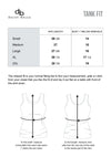 Size chart for daisy-bella inspirational tank in double scoop neck