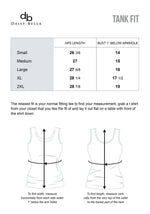Size chart for daisy-bella inspirational tank in double scoop neck