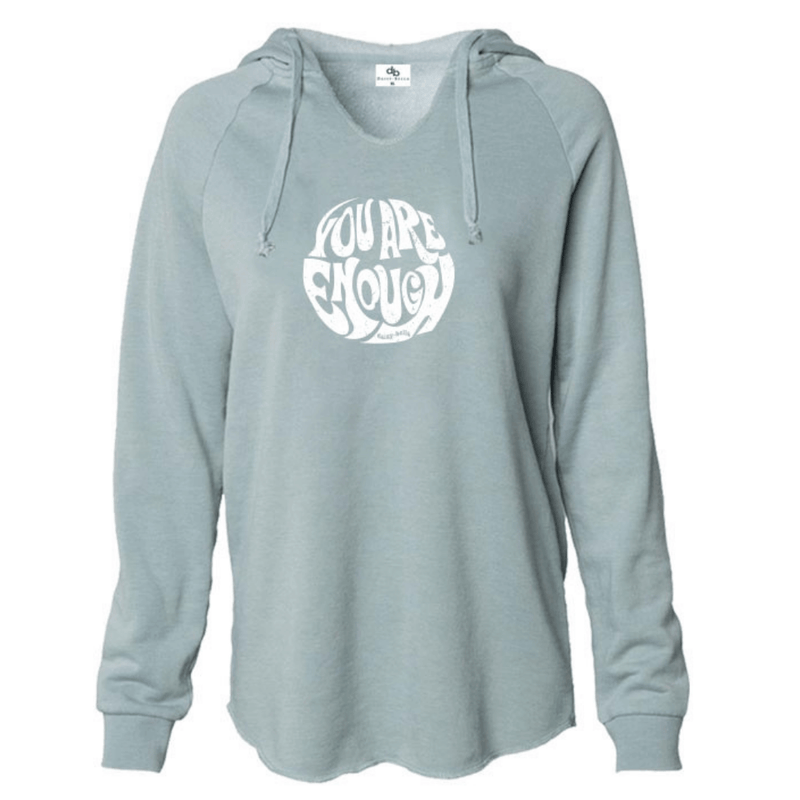 Dusty Sage Hoodie - screen in white You are Enough