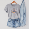 Fierce Mind heather grey inspirational shirt on hanger with denim shorts