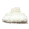 inside of smiley face pompom beanie hat - faux sherpa lining - white color